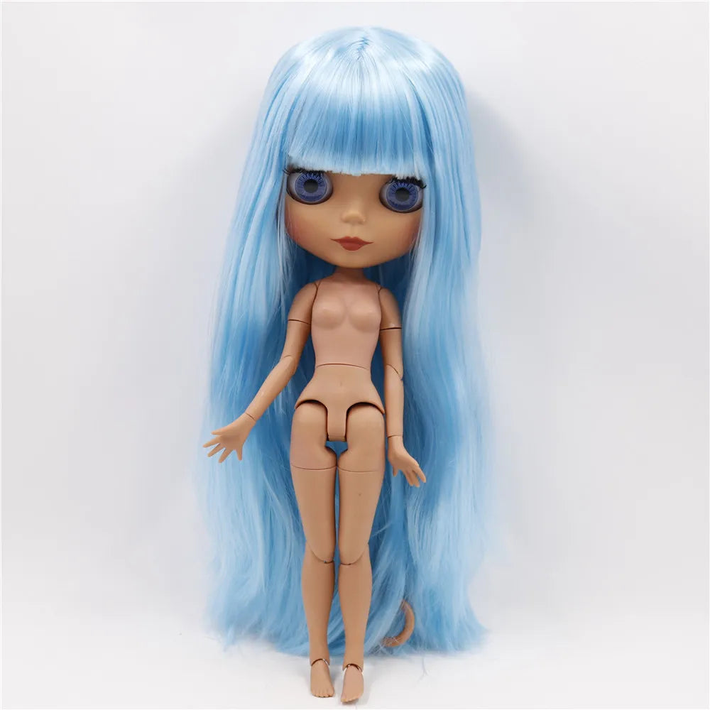 DBS bjd ICY blyth doll white black dark skin joint body glassy matte face Can Changed Makeup and Dress DIY special 1/6