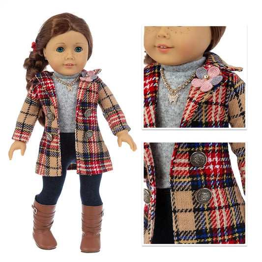 3pcs In 1, Plaid suit Fit For American Girl Doll 18 Inch Doll Clothes , Shoes are not included.