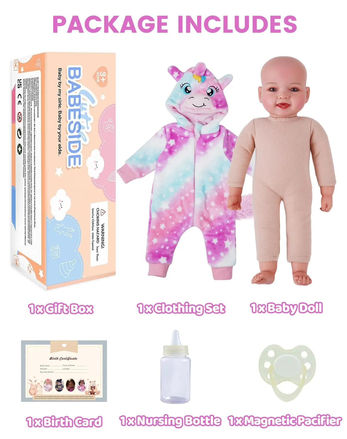 BABESIDE Baby Dolls, 17inch Large Realistic Cute Soft Body Baby Doll Real Life Baby Dolls with Accessories for 3+ Year Old Girls