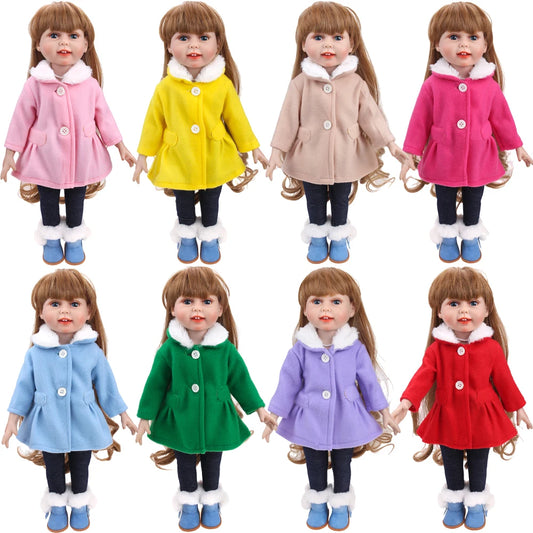 Soft Wool Coat 18 Inch Girl Dolls Сlothes Set + Trousers For American Ours & Generation 43-45 cm Baby Doll Kids Toys Gift