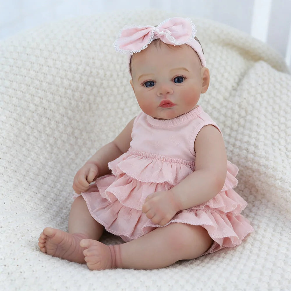 Baby Dolls Like Real Bebe Reborn Silicone Vinyl Full Body 45cm Realistic Newborn Girl Painted Babies Lifelike Doll Toy Gifts