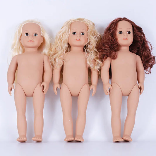 18-inch American Girl Cute Doll Pvc Glue Doll Fat Child Dollhouse Simulation Doll's Pure Body Naked Baby Toys Dolls