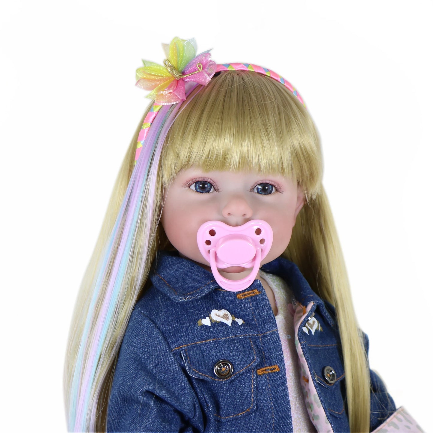 Reborn Toddler Stand Doll -22 inch Fashions Girl with 3D Painted Skin on face full vinyl with Blonde wigs Christmas Gift