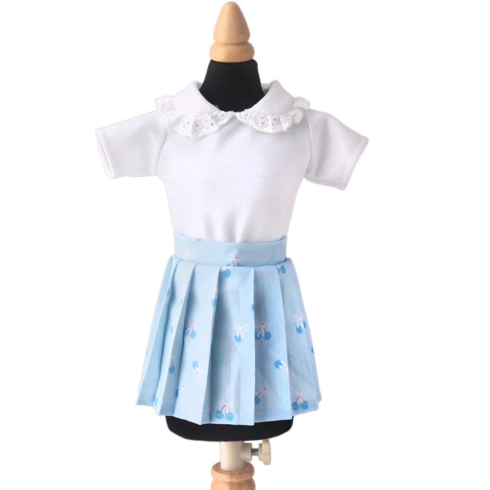 School Uniform Skirt 18 Inch Girl Dolls Set For American Ours & Generation 43-45 Cm Baby Doll Pleated Skirt Children Toys Gift