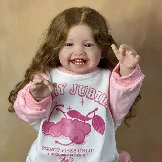 BZDOLL 60 CM 24 Inch Reborn Baby Soft Silicone Cloth Body Smiling Girl Doll Princess Toddler Bebe Artist Collection