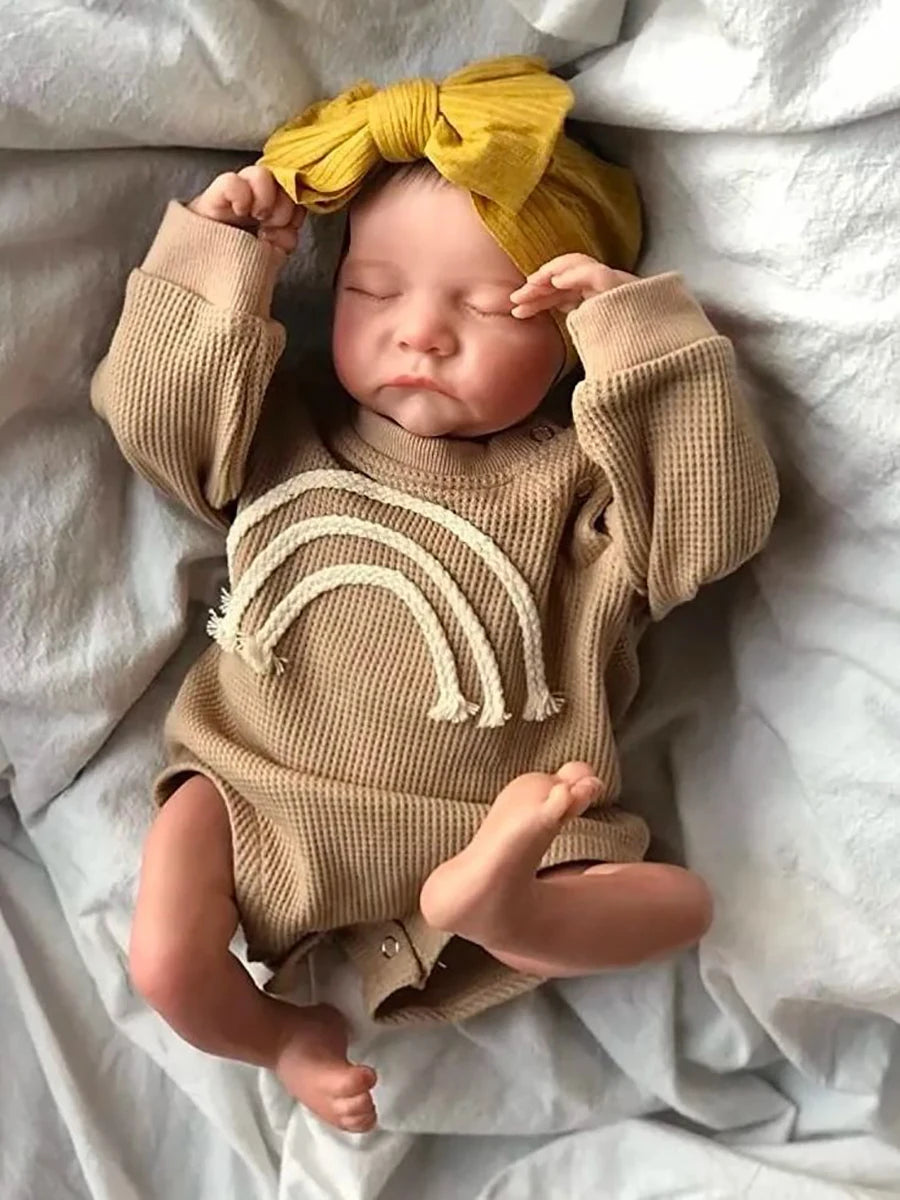 About 18Inch Full Vinyl material Waterproof Body Rebirth Doll 3D Skin Painted Visible Veins Lifelike Newborn Toy Present