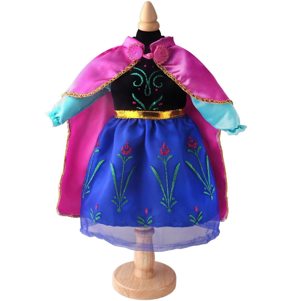 Cosplay Anime Figure Costume 18 Inch Girl Doll Anna Clothes American Ours & Generation Kids Toys Dolls Accessories Elsa Dress