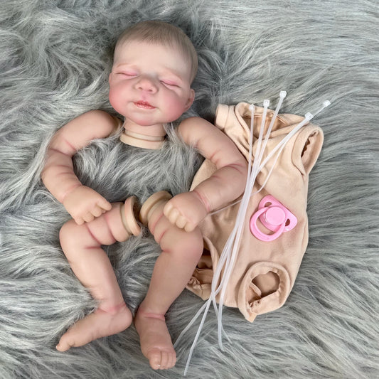 18 inch Already Painted Vinyl Reborn Doll Kit Pascale Lifelike Soft Touch 3D Painted Skin Doll Parts with Cloth Body