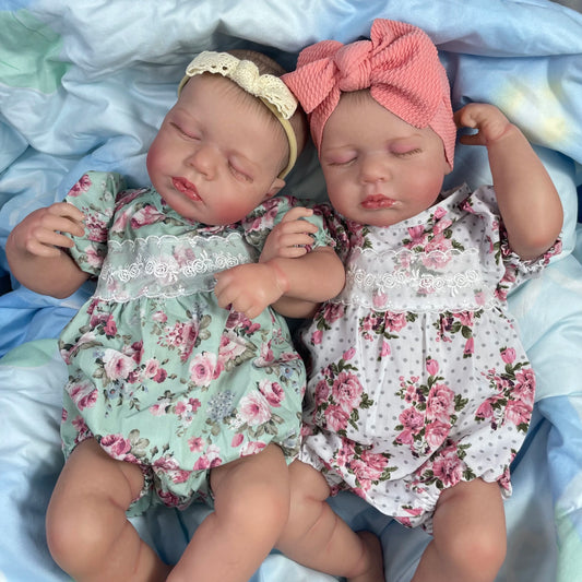 20 Inch Finished Reborn Dolls LouLou Twins Girl Silicone Vinyl Newborn Doll Lifelike Handmade Toy Christmas Gift