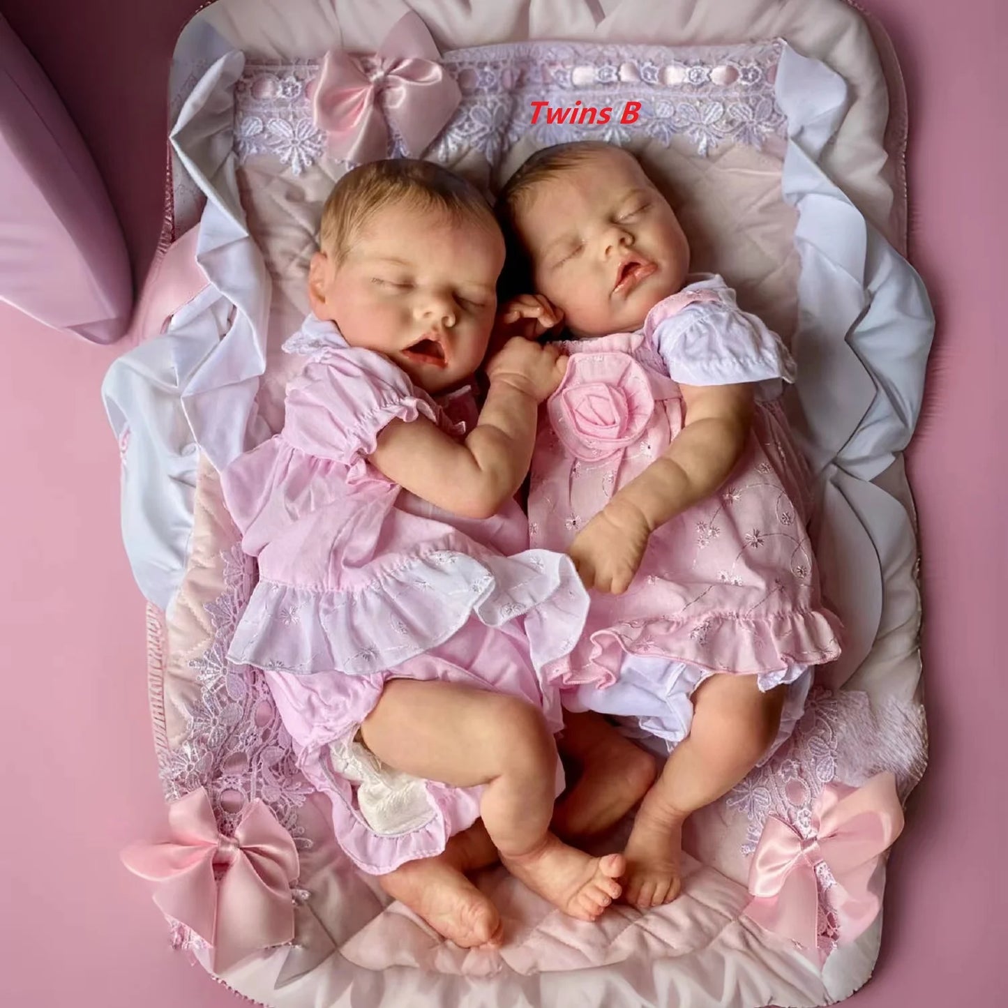 43cm Twins Full Body Silicone Vinyl Bebe Reborn Girl With Painted Hair Soft Touch Feeling 3D Paint Skin Newborn Doll