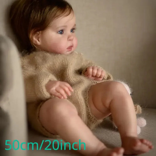 18-20Inch Washable Ward Reborn Girl Doll With Rooted Hair Full Body Vinyl 3D Painted Skin Newborn Girl Doll Lifelike Doll