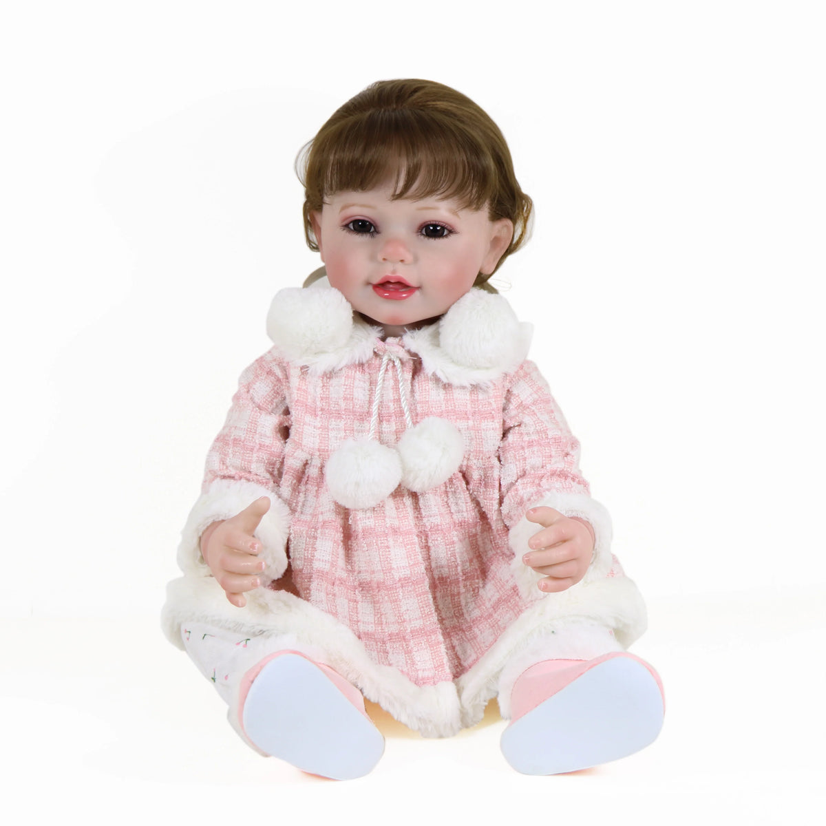 Reborn Babyl-22 inch Winter Dream with Winter outfit and Earmuff & 3D Painted Skin Visible Veins on full vinyl with Rooted hair