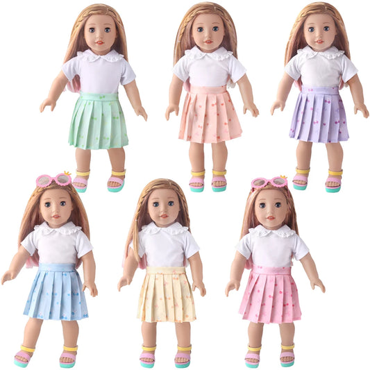 School Uniform Skirt 18 Inch Girl Dolls Set For American Ours & Generation 43-45 Cm Baby Doll Pleated Skirt Children Toys Gift