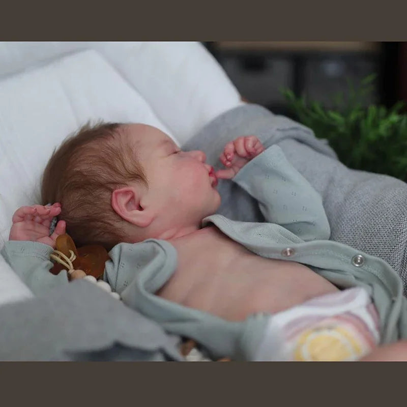 49cm Full Vinyl Girl Body Silicone Reborn Doll Loulou with Hand Rooted Hair 3D Skin High Quality Gift
