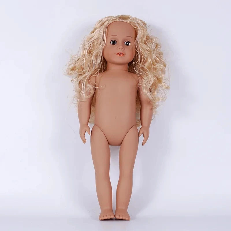 18-inch American Girl Cute Doll Pvc Glue Doll Fat Child Dollhouse Simulation Doll's Pure Body Naked Baby Toys Dolls