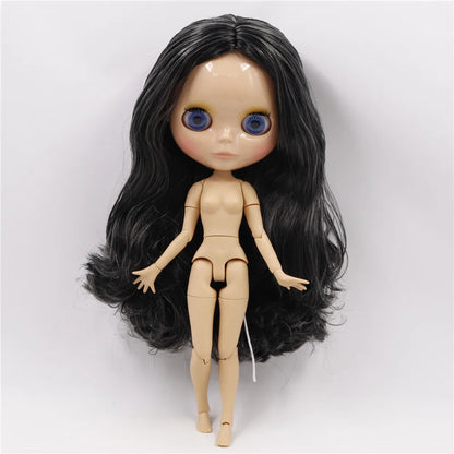 DBS bjd ICY blyth doll white black dark skin joint body glassy matte face Can Changed Makeup and Dress DIY special 1/6