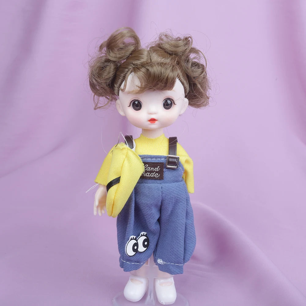 New 16cm Catoon Suit BJD Doll 13 Movable Jointed DIY Bjd Dolls Exquisite Face Toy BJD DIY Couple Collect Toy Gift for Girls