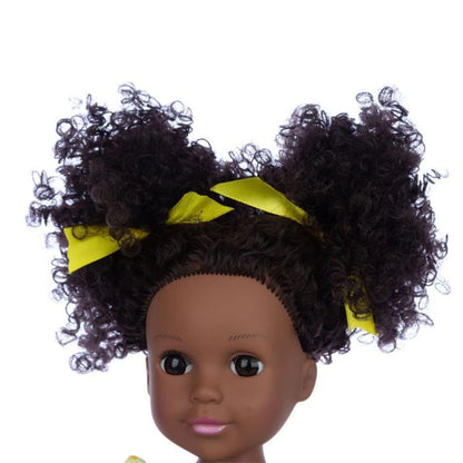 14inch Reborn Girl Doll African American Doll Interactive Toy Soft Vinyl Simulation Doll that Looks Real with Afro Hair 35cm