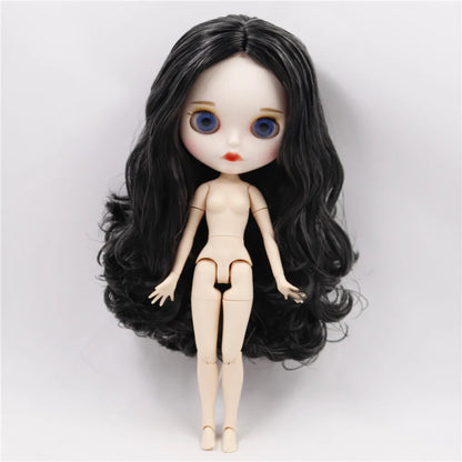 DBS bjd ICY blyth doll white black dark skin joint body glassy matte face Can Changed Makeup and Dress DIY special 1/6