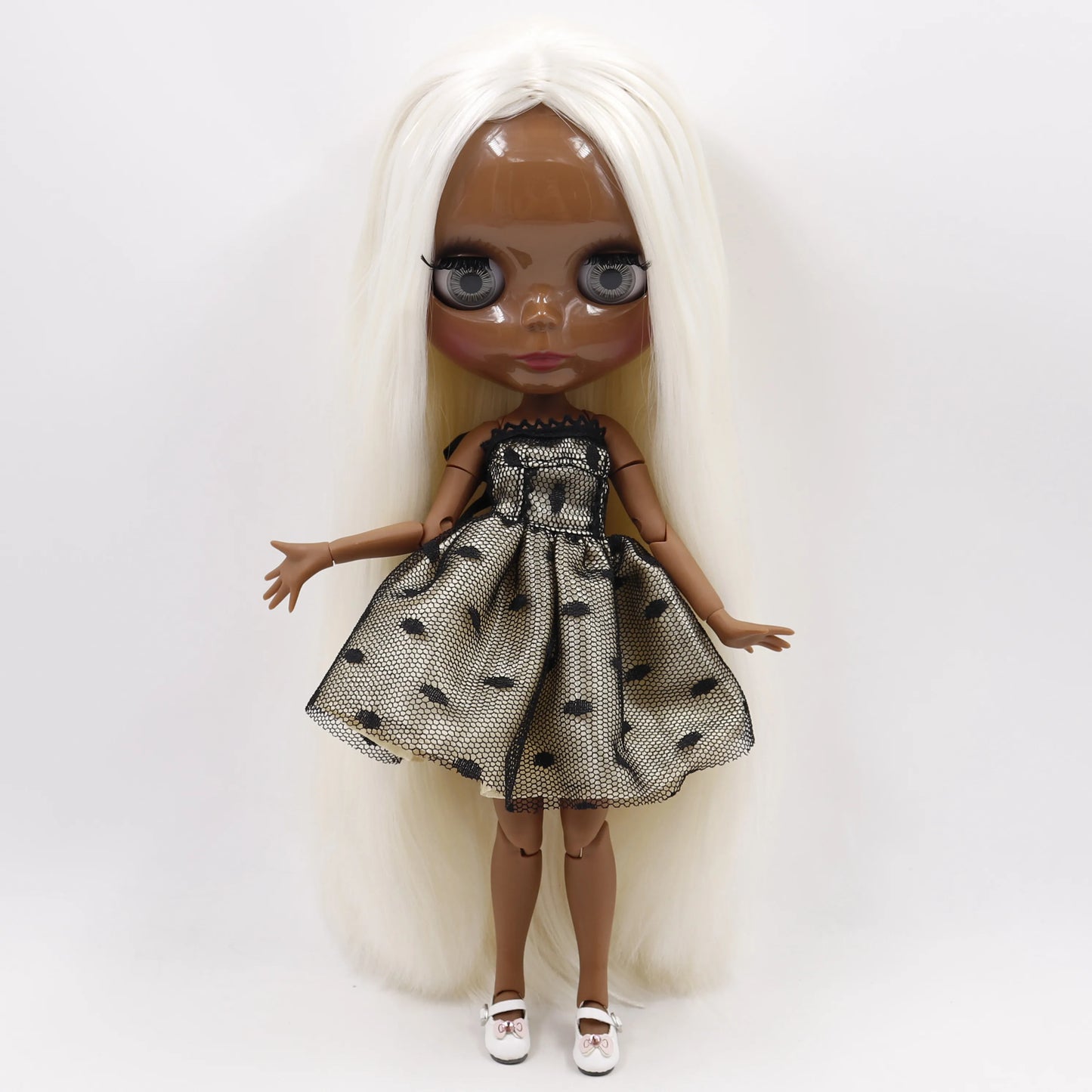 DBS bjd ICY blyth doll white black dark skin joint body glassy matte face Can Changed Makeup and Dress DIY special 1/6
