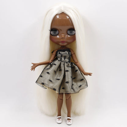 DBS bjd ICY blyth doll white black dark skin joint body glassy matte face Can Changed Makeup and Dress DIY special 1/6