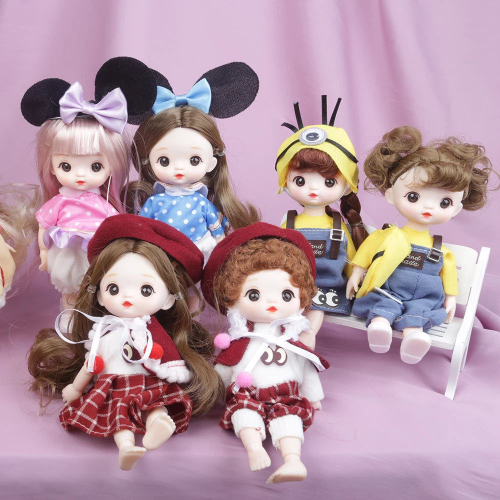 New 16cm Catoon Suit BJD Doll 13 Movable Jointed DIY Bjd Dolls Exquisite Face Toy BJD DIY Couple Collect Toy Gift for Girls