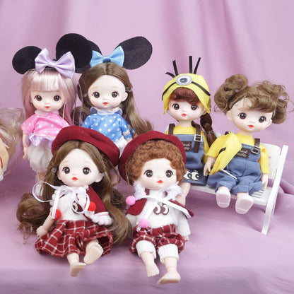 New 16cm Catoon Suit BJD Doll 13 Movable Jointed DIY Bjd Dolls Exquisite Face Toy BJD DIY Couple Collect Toy Gift for Girls