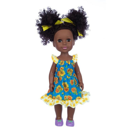 14inch Reborn Girl Doll African American Doll Interactive Toy Soft Vinyl Simulation Doll that Looks Real with Afro Hair 35cm