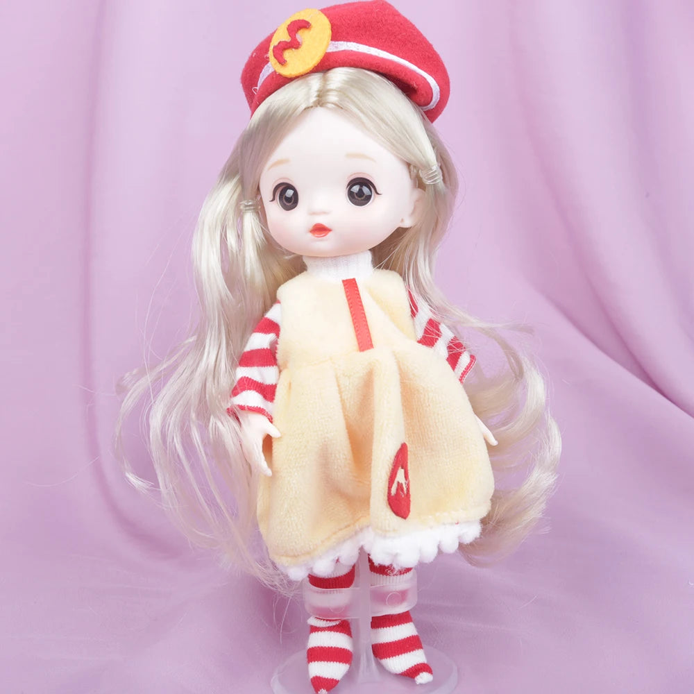 New 16cm Catoon Suit BJD Doll 13 Movable Jointed DIY Bjd Dolls Exquisite Face Toy BJD DIY Couple Collect Toy Gift for Girls