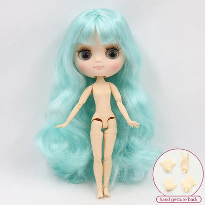 Middie blyth nude doll 20cm JOINT body Frosted face with makeup gray eyes soft hair DIY toys gift with gestures