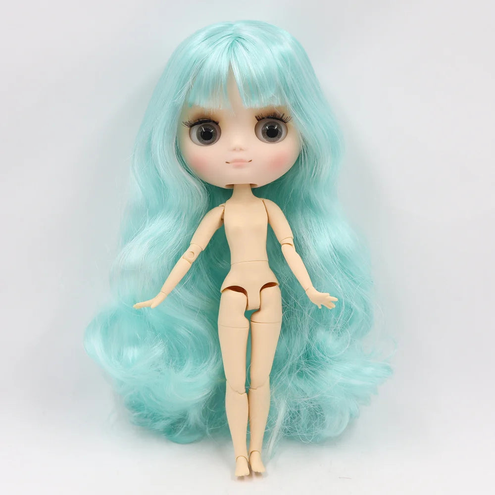 Middie blyth nude doll 20cm JOINT body Frosted face with makeup gray eyes soft hair DIY toys gift with gestures
