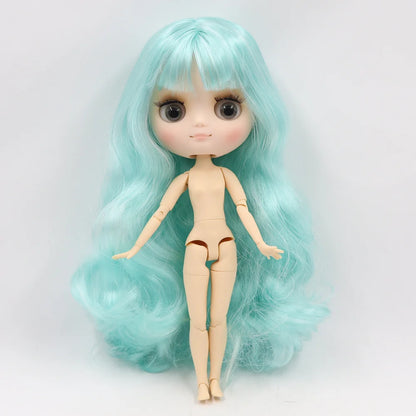 Middie blyth nude doll 20cm JOINT body Frosted face with makeup gray eyes soft hair DIY toys gift with gestures