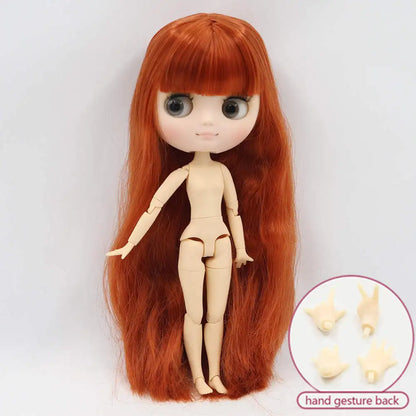 Middie blyth nude doll 20cm JOINT body Frosted face with makeup gray eyes soft hair DIY toys gift with gestures