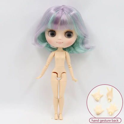 Middie blyth nude doll 20cm JOINT body Frosted face with makeup gray eyes soft hair DIY toys gift with gestures
