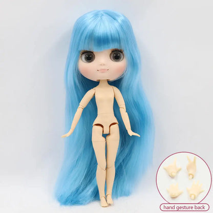 Middie blyth nude doll 20cm JOINT body Frosted face with makeup gray eyes soft hair DIY toys gift with gestures