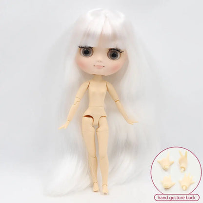 Middie blyth nude doll 20cm JOINT body Frosted face with makeup gray eyes soft hair DIY toys gift with gestures