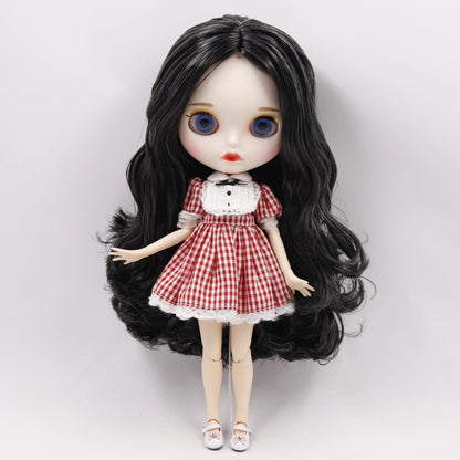 DBS bjd ICY blyth doll white black dark skin joint body glassy matte face Can Changed Makeup and Dress DIY special 1/6