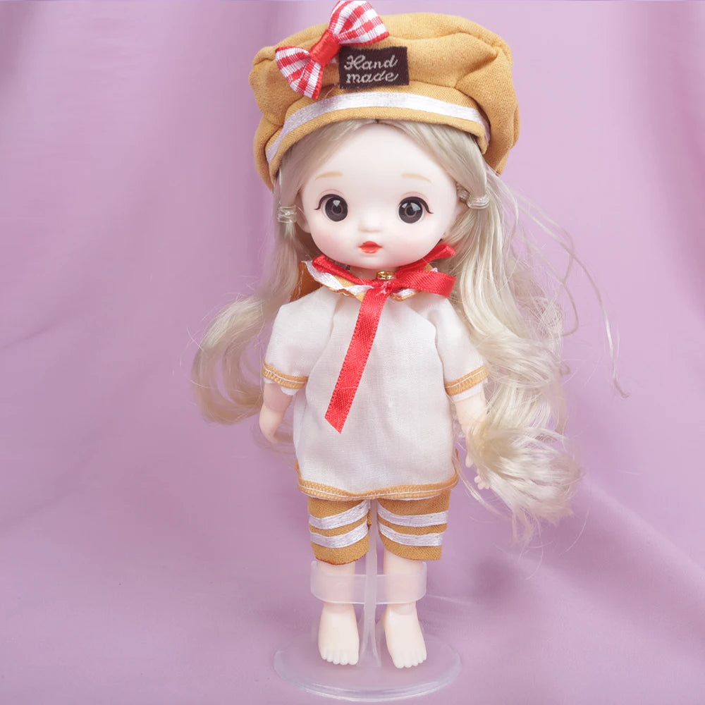 New 16cm Catoon Suit BJD Doll 13 Movable Jointed DIY Bjd Dolls Exquisite Face Toy BJD DIY Couple Collect Toy Gift for Girls