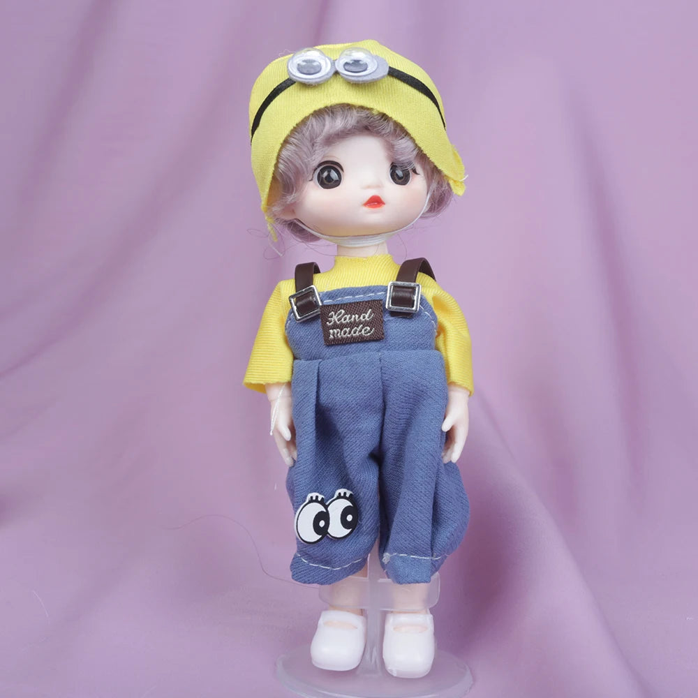 New 16cm Catoon Suit BJD Doll 13 Movable Jointed DIY Bjd Dolls Exquisite Face Toy BJD DIY Couple Collect Toy Gift for Girls