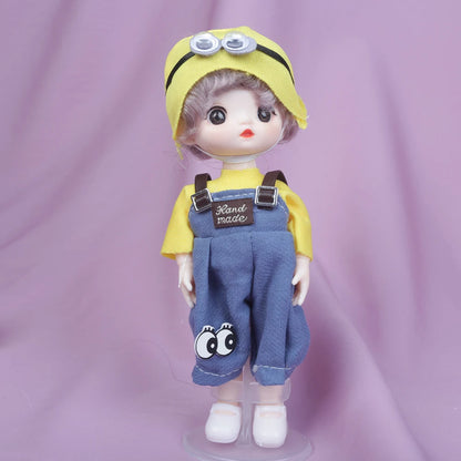 New 16cm Catoon Suit BJD Doll 13 Movable Jointed DIY Bjd Dolls Exquisite Face Toy BJD DIY Couple Collect Toy Gift for Girls