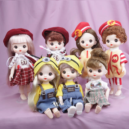 New 16cm Catoon Suit BJD Doll 13 Movable Jointed DIY Bjd Dolls Exquisite Face Toy BJD DIY Couple Collect Toy Gift for Girls