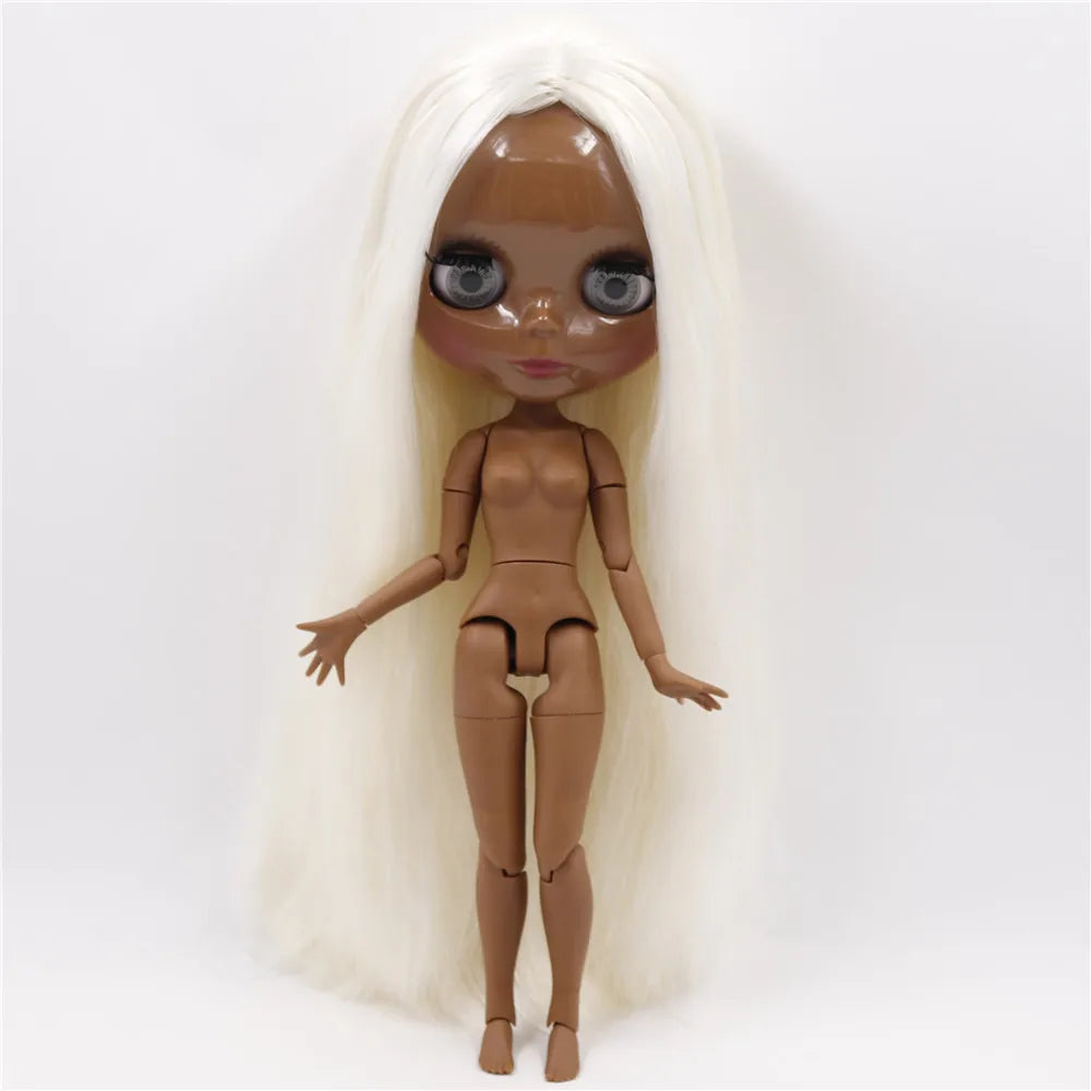 DBS bjd ICY blyth doll white black dark skin joint body glassy matte face Can Changed Makeup and Dress DIY special 1/6
