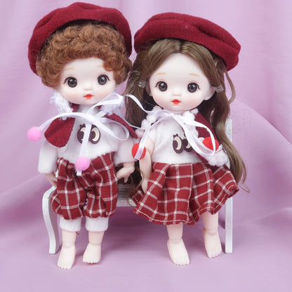 New 16cm Catoon Suit BJD Doll 13 Movable Jointed DIY Bjd Dolls Exquisite Face Toy BJD DIY Couple Collect Toy Gift for Girls