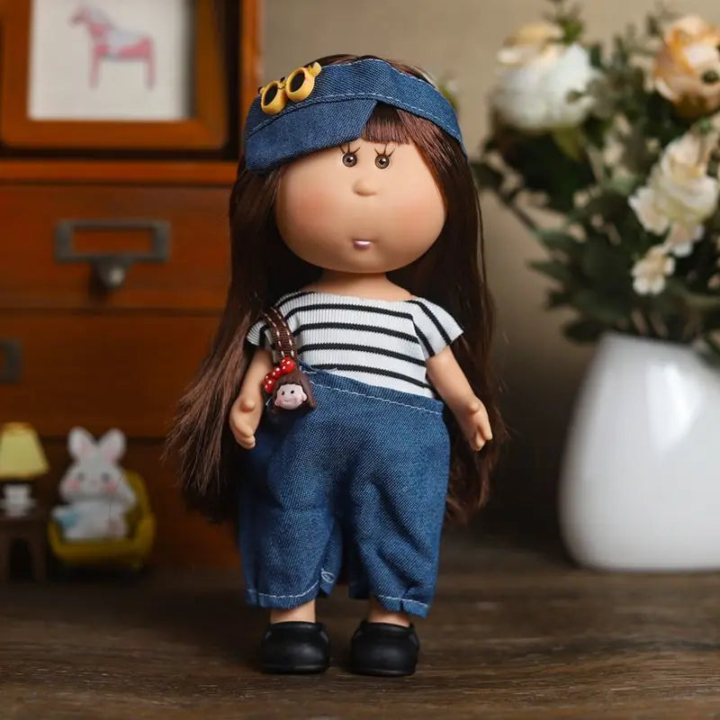 24cm Mia Potato Doll with Clothes, Cute Plush Dress Up Doll, Spanish Style Collectible Figure Gift