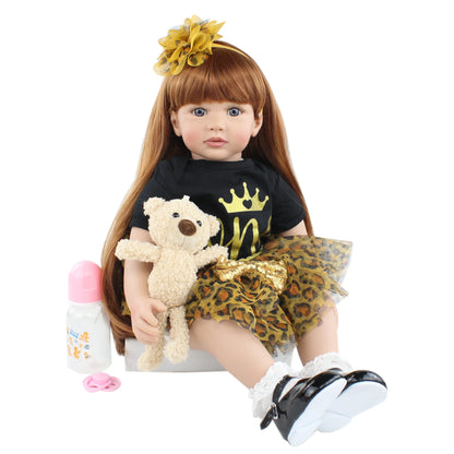 BZDOLL 60 CM 24 Inch Lifelike Reborn Baby Doll Alive Soft Silicone Newborn Princess Toddler Bebe Cute Dress Up Toy Handmade Gift