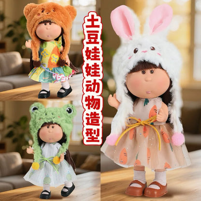 Guabao Spanish Potato Doll Clothes Frog Style Plush Hat Dress Set Hand Embroidered Outfit Replacement For Kids Birthday Gift