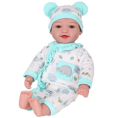 17 inch cute reborn doll made of vinyl material, fabric body, movable body, creative children's toy, exquisite holiday gift