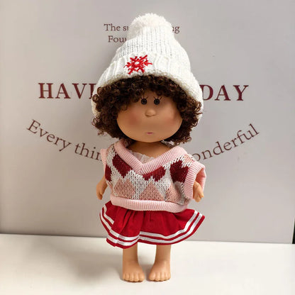 For 24cm Mia Spanish Potato Doll Clothes Outfit Set Knitted Sweater Shoes Skirt Overalls Dress For Mia Doll Dress Up Accessories