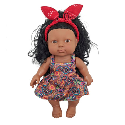 African Girl Princess Dolls Kids Play House Toy Simulation Reborn Dolls Soft Rubber African Dolls Music Dolls Toy Birthday Gifts