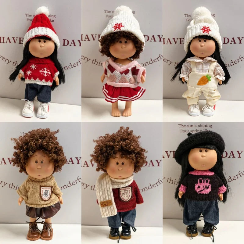 For 24cm Mia Spanish Potato Doll Clothes Outfit Set Knitted Sweater Shoes Skirt Overalls Dress For Mia Doll Dress Up Accessories